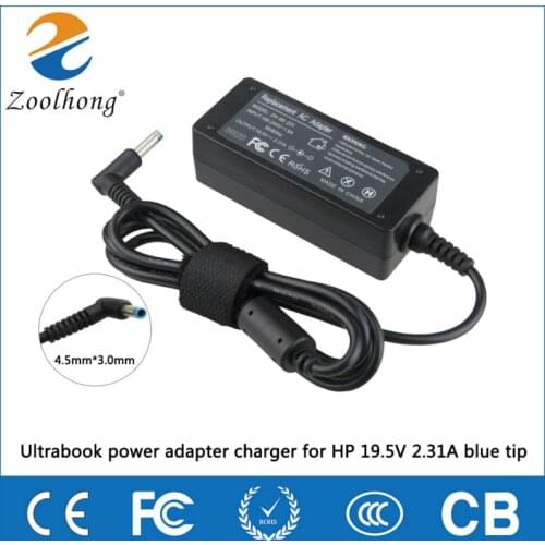 AC Adapter 19.5V 2.31A 45W Power Supply Battery Charger for HP 15-r052nr Notebook 741727-001 HSTNN-CA40 tpn-w122 4.5*3.0mm blue