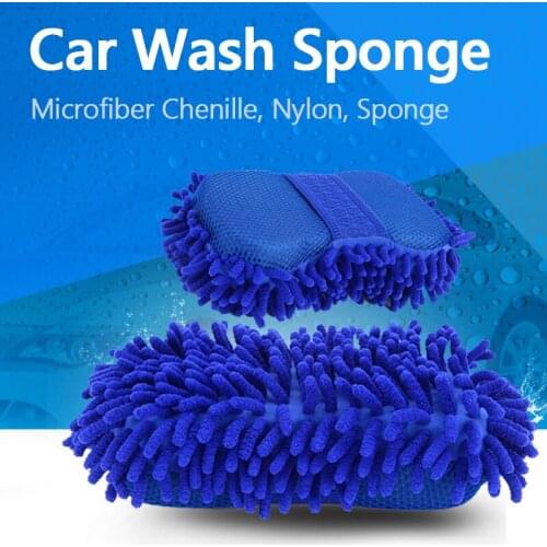 AP1352 Chenille Microfiber Nylon Car Wash Sponge for Washing Car Truck SUV Motorcycle Blue For Scrubbing Cars / Windows / Tables