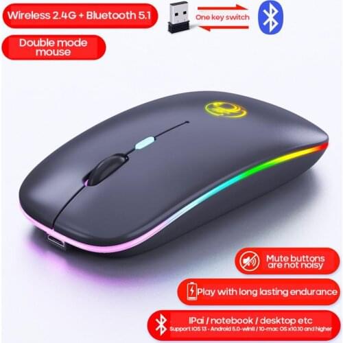 2.4Ghz Wireless Bluetooth Mouse RGB Rechargeable For Laptop Computer Notebook Desktop Ergonomic Optical Mice Computer Peripheral