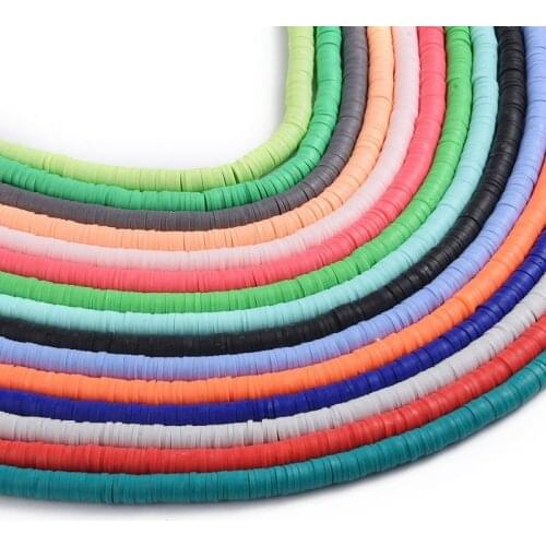 15 Colors 6mm Handmade Polymer Clay Beads Strands Flat Round Disk Spacer Heishi Beads for Jewelry Making DIY Bracelets 30strands
