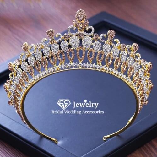CC Large Crown Tiara Wedding Hair Accessories for Women Bridesmaids Luxury Jewelry Crowns High Quality Headwear Queen Gift KC17