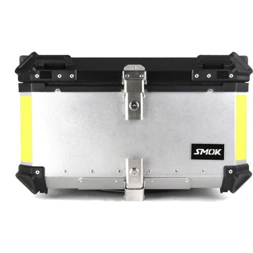 55L 65L Tail Motorcycle Top Luggage Storage Case Tool Box Helmet Rear Trunk Lock Toolbox Universal Removable Waterproof Aluminum