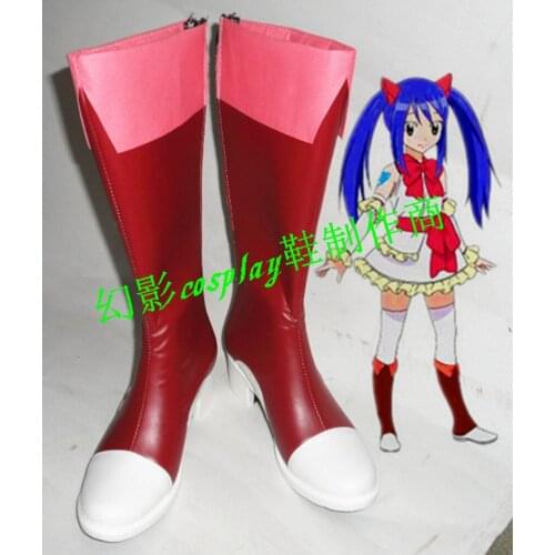 Fairy Tail Wendy Marvell Red Halloween Long Cosplay Shoes Boots H016