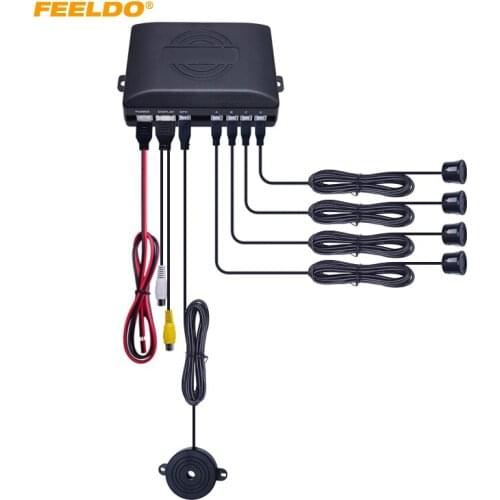 FEELDO 1Set Auto 22mm 4-Sensor Car Video Rearview Visual Parking Sensor Backup Radar System Video Kit #AM877