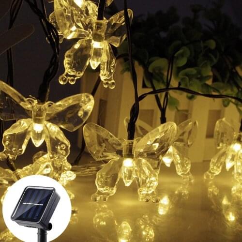 Solar Garden String Lights, 20/30/50/100 LEDs Solar Butterfly String Lights 8 Modes Waterproof Outdoor Solar Fairy String Light