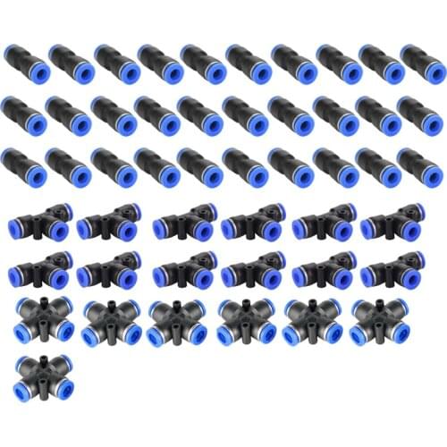Hot SV-49PCS Pneumatic Fittings PZA/PU/PE Water Pipes Pipe Connectors 8mm Plastic Hose Quick Couplings Tee Air Hose Straight