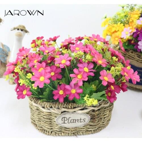 JAROWN Artificial Woven Basket Daisy Set Simulation Cosmos Fake Flower Wedding Decor Home Office Decoration Flores