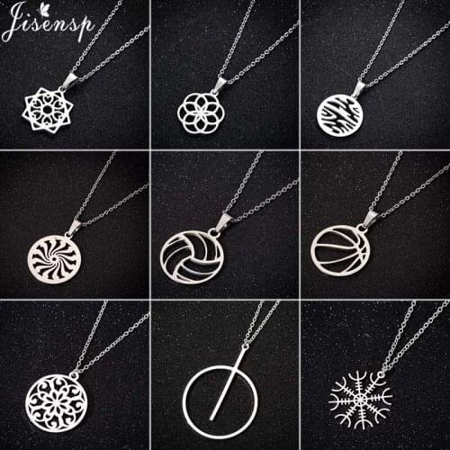 Jisensp Gothic Pendant Mandala Necklaces Women Simple Geometric Necklace Elegant Collier femme 2020 Fashion Jewelry Her Gift