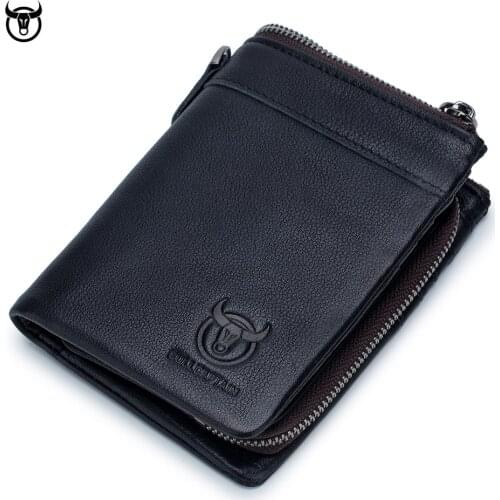 Bullcaptain Vintage Genuine Leather Wallet Coin Purse Mens Card Holder Cartera Hombre Male Handbag RFID Money Bag