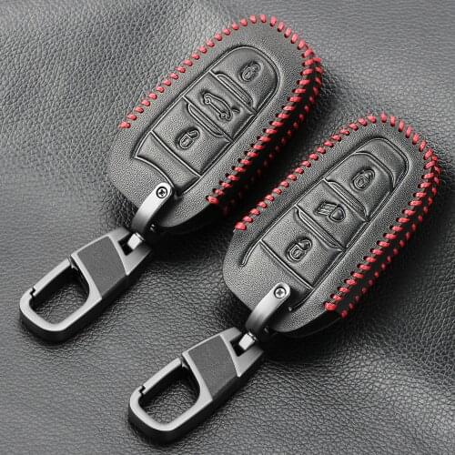 Leather car remote key cover case holder protect for Peugeot 301 308 308S 408 2008 3008 4008 5008 Car Accessories key case