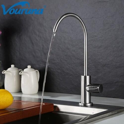 VOURUNA Brushed Nickle Osmosis Reverse Water Filtration Kitchen Tap Clean Purified Water Sink Faucets