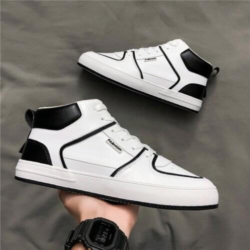 White Casual Shoes for Mens Fashion Sneakers Man Outdoor Winter Keep Warming Board Tide Shoes High Top Light Shoes