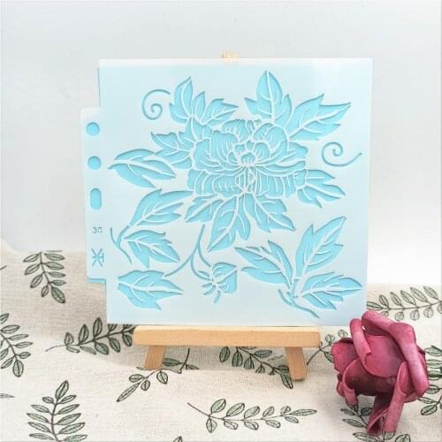 Leaves flowers 13*14cm scrapbook stencils spray plastic mold shield DIY cake hollow Embellishment printing lace ruler child toys