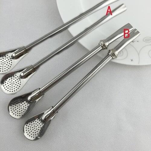 Drinking Straw Spoon Stainless Steel Tea Yerba Mate Straw Gourd Bombilla Filter Spoons Reusable Metal Tea Tools Horse Tea Spoon