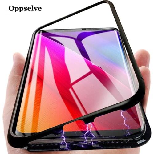 Magnetic Adsorption Phone Case For iPhone 11 Pro Max XR XS Max X 8 7 6S Plus Ultra Metal Magnet Absorption Back Glass Flip Cover
