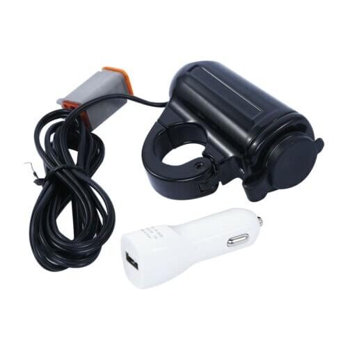 Motorcycle 1" Handlebar Mount Auxiliary Power Port For Harley 15-up XG Road King XL 14-up