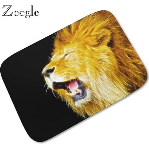 Zeegle Lion Printed Outdoor Rugs Home Entrance Doormat Non-slip Area Rug Kids Bedroom Carpet Bedside Rugs Bathroom Mat