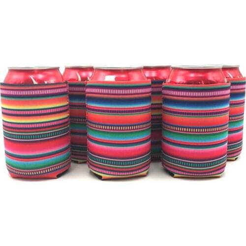 6pcs 12oz Serape Beer Can Cooler Sleeve Covers Neoprene Can Sleeves Party Insulated Beer Sleeve Coolers for Cola Beer Soda