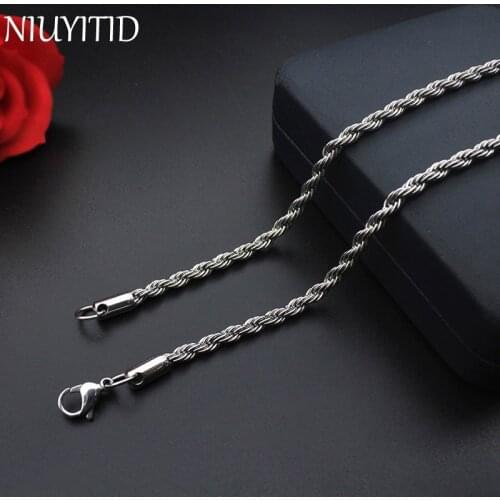 NIUYITID Fashion Long Chain For Men Necklace New Trendy Silver Color Stainless Steel Thick Jewelry Colar Male Necklaces