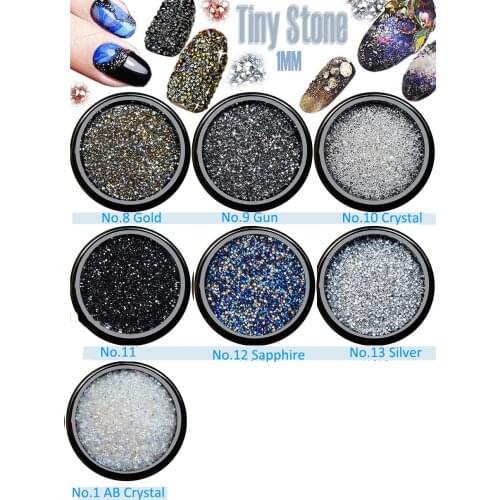 New shiny mine nail micro drill 1.1mm nail paste drill with Approx 1440 micro diamonds (pointed bottom)- 7 colors