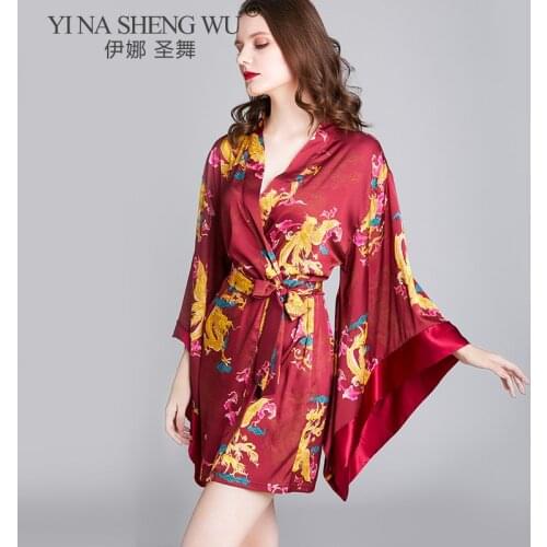 News Women Bridesmaid Bride Robe Sexy Women Wedding Kimono Loose Robe Sleepwear Nightgown Short Dress Woman Bathrobe Floral Robe