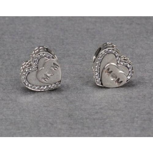 New Original 925 Sterling Silver Beads Mother Heart Charm Love Fit Pandora Bracelets Women DIY Jewelry Dropship
