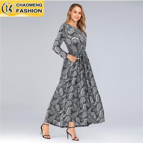 New Design Print Floral Long Sleeve Plus Size Women Turkey East Arab Maxi Casual Muslim Fashion Islamic Ramadan kaftan dresses
