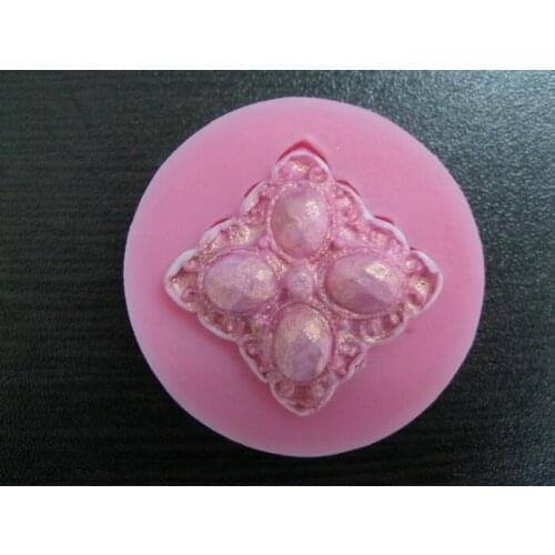 Wholesale Silicone mold K238 Mini gemstone flower brooch shape Clay mold Fondant cake mould Decoration tool Free shipping