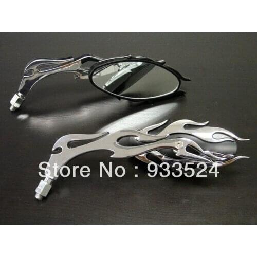 Pair CUSTOM CHROME FLAME MIRRORS For Harley Sportster Softail Dyna Glide XL Motorcycle