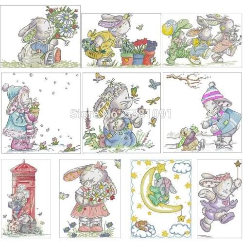 Patch Rabbit-2 patterns Counted Cross Stitch 11CT 14CT DIY Chinese Cross Stitch Kit Embroidery Needlework Sets home decor