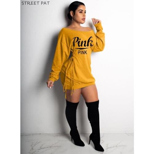 Letter Print Sexy Mini Dress Vintage Pink Plus Size Clothing Slash Holiday Young Summer dresses for women clothes 2020