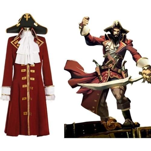 Pirate Captain Scarlet Trench Costume Suit Adult Mens Pirate Costume Custom Made