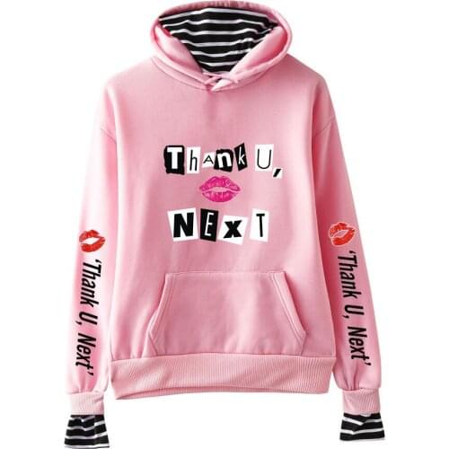 Popular Ariana Grande High-quality Printed Fake Two Piece Sweatshirt Hooded Loved by girls Streetwear Clothes Women Winter Tops