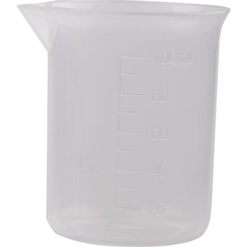 Clear White Plastic 100mL Measuring Cup Beaker for Lab Kitchen