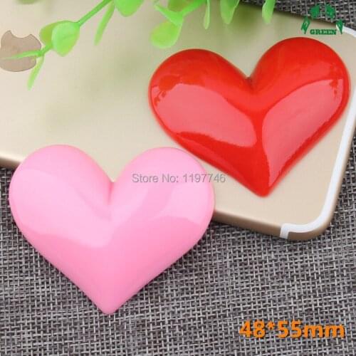 Heart 55mm 10pcs Big Christmas Resin Cabochons Flatbacks Scrapbooking Resin Hair Bow Center Crafts Embellishment Flatback Charms