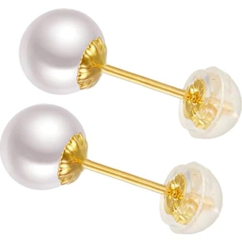 Sinya Classical 18k Gold Earring Natural Perfect Round Pearls High Luster Au750 Fine Jewelry Women Girls Mum Best Gift New&Hot