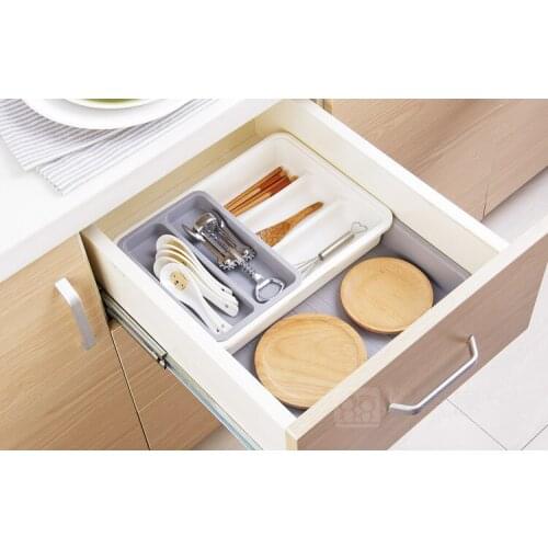 Drawer sorting box kitchen cabinet cutlery fork chopsticks spoon storage box plastic stationery division classification grid
