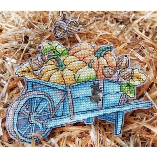 Customzied Embroidery Pumpkin Harvest Modern Trendy Cross Stitch Patterns with 100% Cotton Floss & Free Shipping for Wall Decor