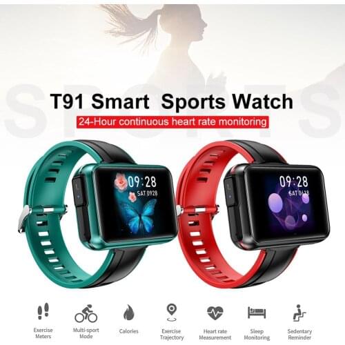 T91 2-in-1 Smart Bracelet Wireless Bluetooth 5.0 Earphone IP68 Waterproof Sports Wristband PPG+ECG Fitness Tracking Smart Watch