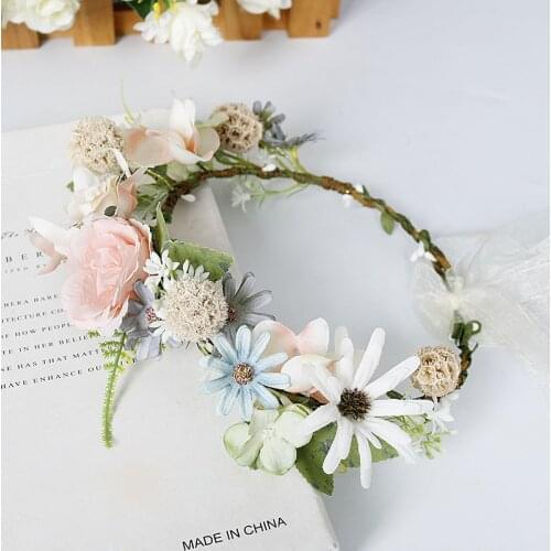 Rustic Flower Crown Hair Floral Hairbands Head Wreath Girls Hawaiian Beach Party Garland Wedding Bridal Hair AccessoriesTravel