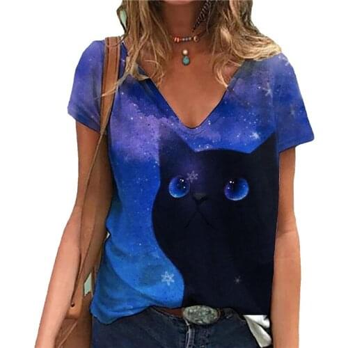 Oversized New 2021 Summer Women 3D Print T-Shirt Casual Street Hipster V-Neck Short Sleeve Clothing Loose Plus Size 5XL Tops Tee