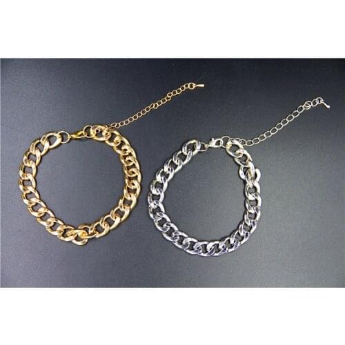 2017 Women luxury Gold And Silver Color Plated Sound Metal Thick Chain Bracelets for Women Girl New Jewerly