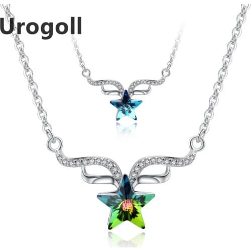 Necklace 925 Sterling Silver Crystal Star Pendant Necklaces Classic Sterling Silver Jewelry Pure Silver Necklaces Women Jewelry