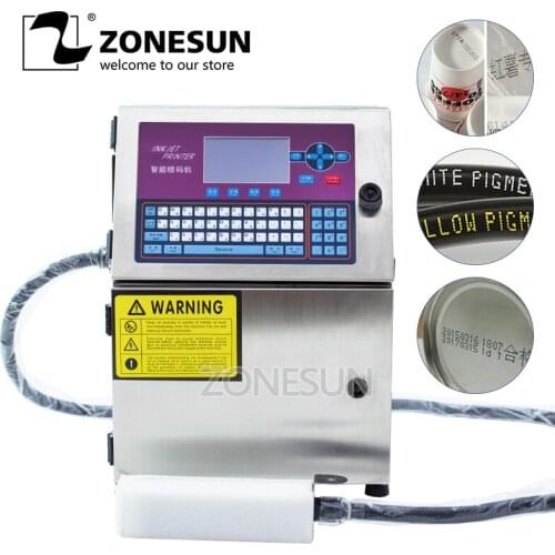 ZONESUN Automatic Inkjet Printer Date Batch Number QR Code Food Packaging Bag Pipe Wire Cans Dot Matrix Coding Printing Machine