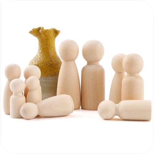 10pc Wooden Doll 75mm-90mm Handmade Wooden Blank Peg Dolls Girl Boy DIY Unfinished Big Doll Maple Rodent Matryoshka Kids Gifts