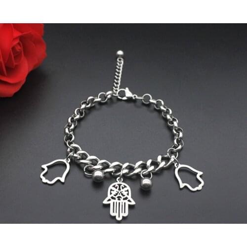 2018 Stainless Steel Jewelry Silver color Chain Statement Evil Eye Bracelet for Women man Bracelets Femmes Pulseras Mujer