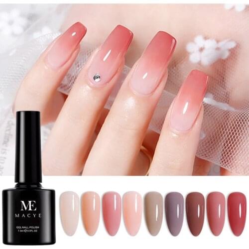 2021 New Transparent Nude Pink Jelly UV Gel Polish Soak Off Colorful Jelly Nail Gel Polish Long Lasting Nail Art Lacquer Varnish
