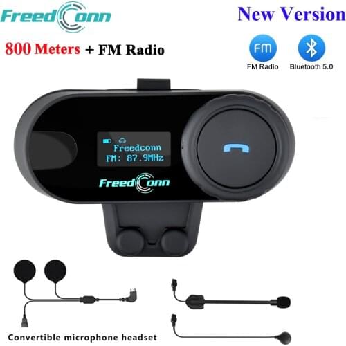 FreedConn 2021 New TCOM-SC Motorcycle Helmet Intercom Wireless Bluetooth Headset Intercom BT Interphone LCD FM 2 in 1 Microphone
