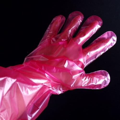 50 Pcs Animal for Animal Husbandry Use Disposable Long Arm Gloves Plastic Film Long Arm Gloves Artificial Insemination Gloves