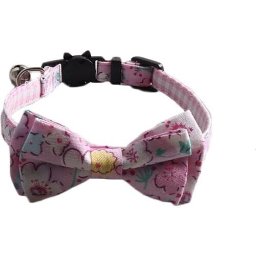 55PCS / LOT Pet Collar Cat Tie Small Fresh Country Style Wind With Bells Adjustable Neck Strap